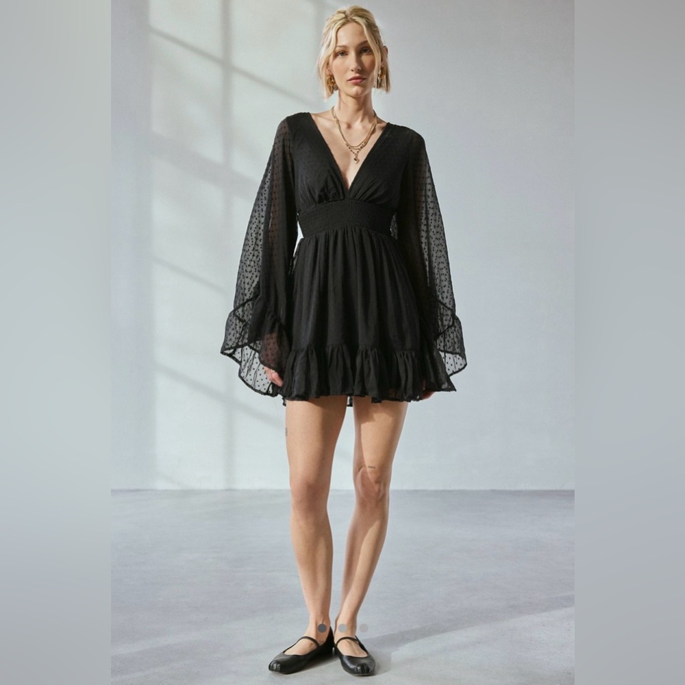 Urban Outfitters Kimchi Blue Abby Ruffle Bell Sleeve Mini Dress
